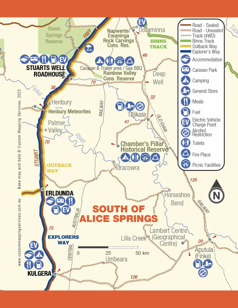 South of Alice Springs Map